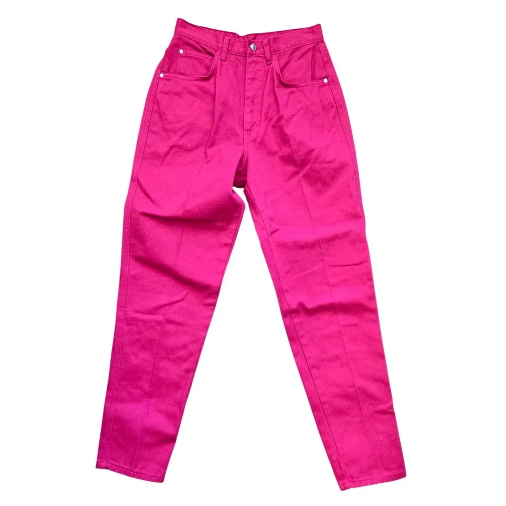 Vintage 80's Gitano Women's W26 L29 Jeans Dark Pink High Rise Tapered Mom‎ Denim